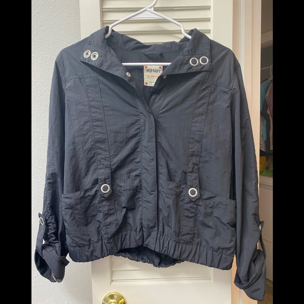 🖤🩶Old Navy • black nylon jacket • M • GUC - Picture 1 of 8